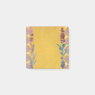 Bloco De Notas Padrão floral amarelo bonito. Flor lilás botânica