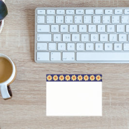 Bloco De Notas Padrão Floral Amarelo Dahlia na Borda Azul