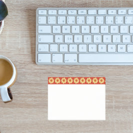 Bloco De Notas Padrão Floral Amarelo Dahlia na Borda Vermelha