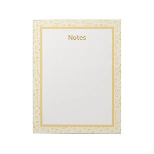 Bloco De Notas Padrão Floral Amarelo Minimalista de Borda de Nota
