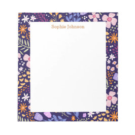Bloco De Notas Padrão Floral Aquarela Bonito Personalizado