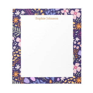 Bloco De Notas Padrão Floral Aquarela Bonito Personalizado