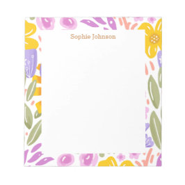 Bloco De Notas Padrão Floral Aquarela Bonito Personalizado