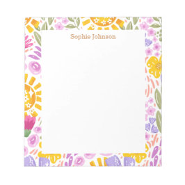 Bloco De Notas Padrão Floral Aquarela Bonito Personalizado