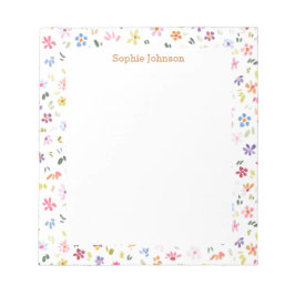 Bloco De Notas Padrão Floral Aquarela Bonito Personalizado