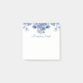 Bloco De Notas Padrão Floral Chinês Azul e Branco