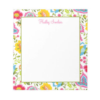 Bloco De Notas Padrão Floral Colorido Brilhante