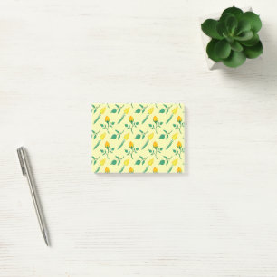 Bloco De Notas Padrão floral com rosa amarela e flores tulipas