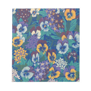 Bloco De Notas Padrão Floral de Amor-Perfeito Vintage Jardim da