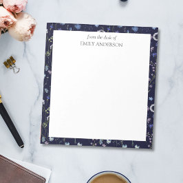 Bloco De Notas Padrão Floral de Flor Bonito Roxo Azul