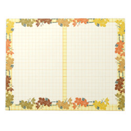 Bloco De Notas Padrão floral de outono vintage fofo em amarelo la