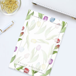 Bloco De Notas Padrão Floral de Tulipas Coloridas Modernas Person