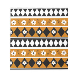 Bloco De Notas Padrão Floral do Diamante de Flor de Faixa de Fron