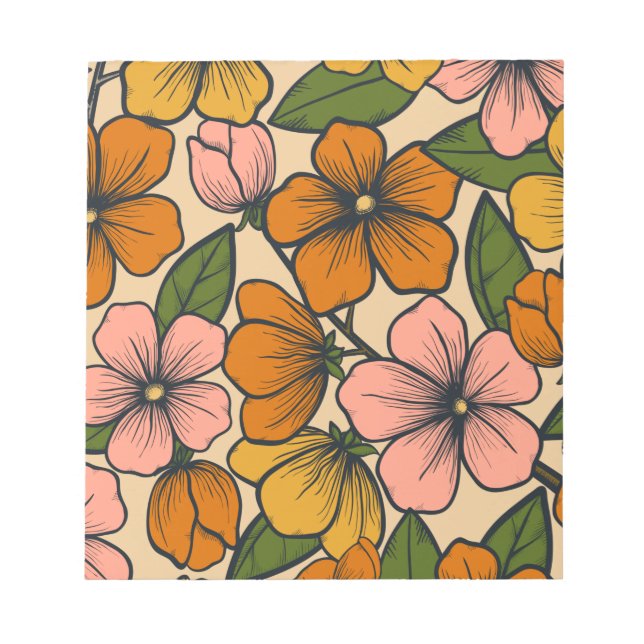 Bloco De Notas Padrão Floral E Sem Glamor (Frente)
