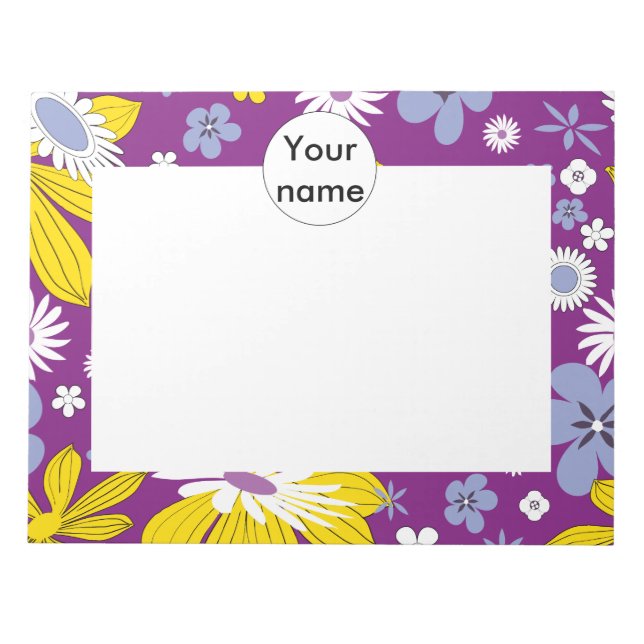 Bloco De Notas Padrão Floral Invisível (Frente)