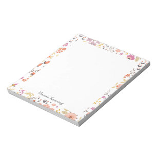 Bloco De Notas Padrão Floral Moderno e Colorido com Nome