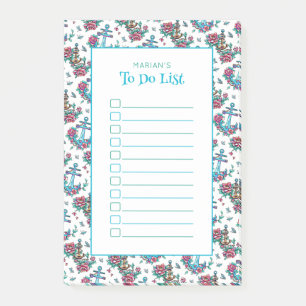 Bloco De Notas Padrão Floral Náutico Personalizado "Lista de Tare