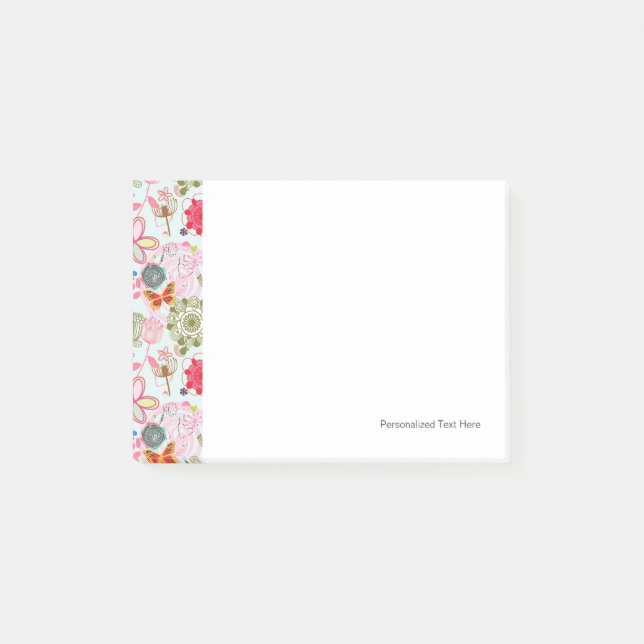 Bloco De Notas Padrão floral no estilo retrô 2 (Frente)
