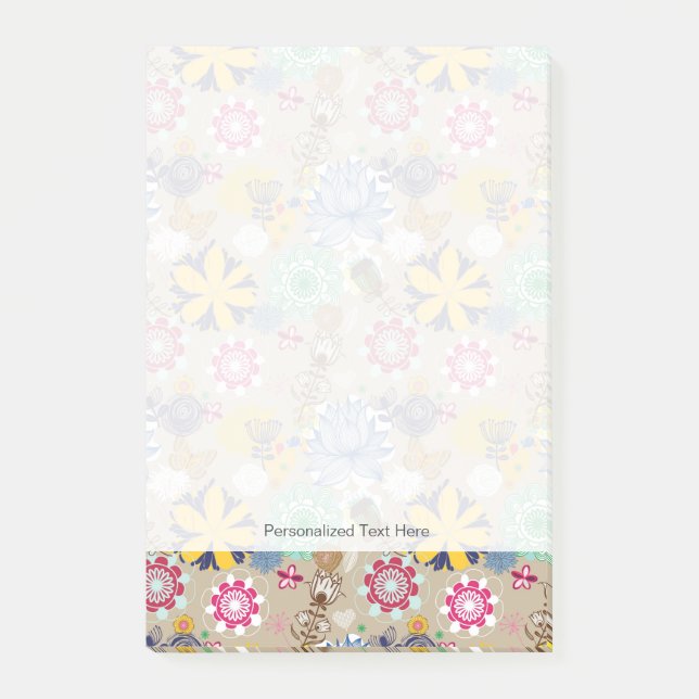 Bloco De Notas Padrão floral no estilo retrô 3 (Frente)