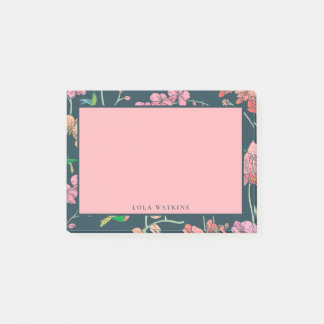 Bloco De Notas Padrão Floral Rosa e Pêssego Encantador