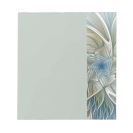 Bloco De Notas Padrão Floral Sonho Abstrato Caqui Azul Fractal