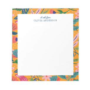 Bloco De Notas Padrão Floral Tropical Moderno