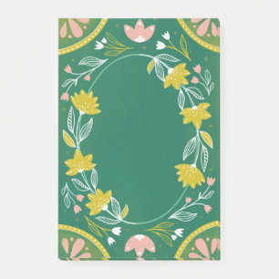 Bloco De Notas Padrão floral verde fofo. Folhagem botânica