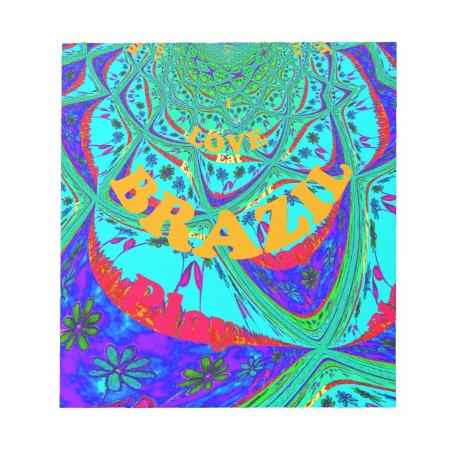 Bloco De Notas Padrão Floral Vibrante: O Ama De Homenagem Brasile (Frente)