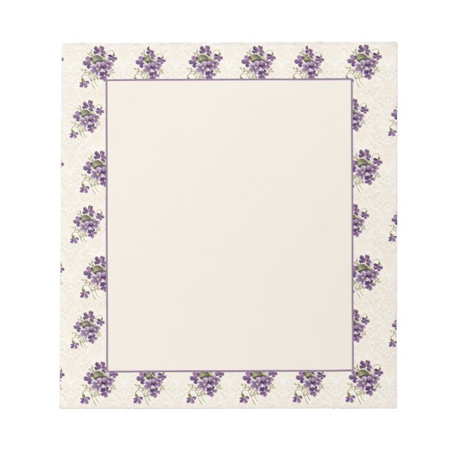 Bloco De Notas Padrão Floral Violeta Art Nouveau (Frente)