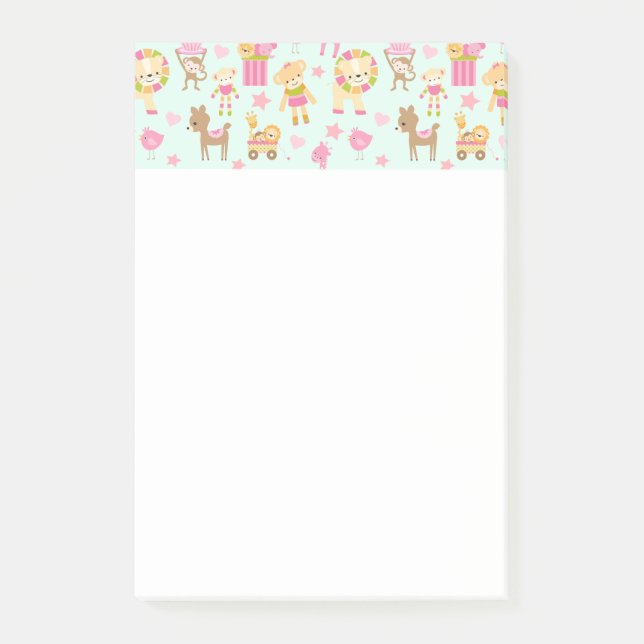 Bloco De Notas Padrão Fofo com Animais Felizes & Brinquedos (Frente)