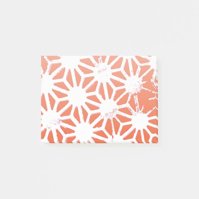 Bloco De Notas Padrão geométrico em laranja e branco (Frente)