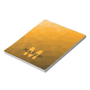 Bloco De Notas Padrão geométrico laranja de malha Monograma