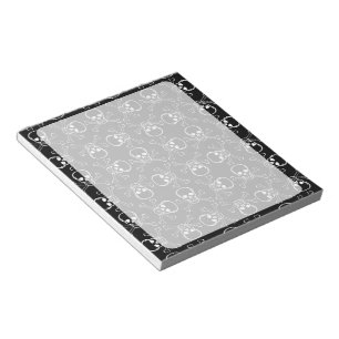 Bloco De Notas Padrão gráfico do Crânio Branco e Crossbones