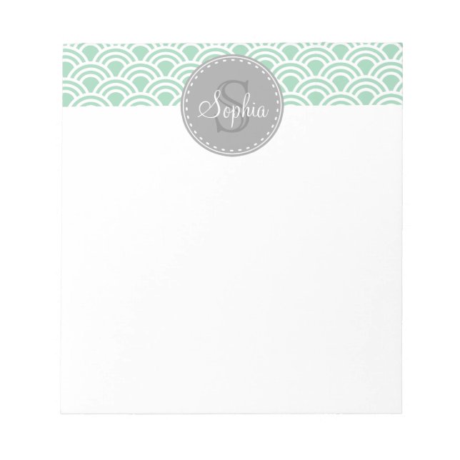 Bloco De Notas Padrão Moderno da Cinza Monogramada (Frente)