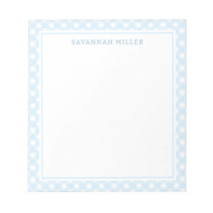Bloco De Notas Padrão na moda Baby Blue e White Gingham