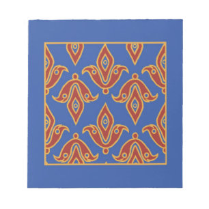 Bloco De Notas Padrão Notepad, Vermelho, Azul, Fleur de Lys Doura
