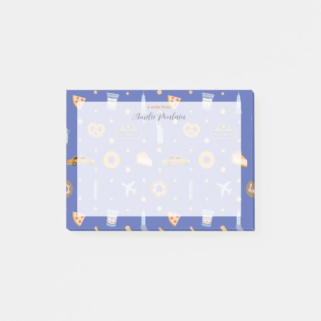 Bloco De Notas Padrão NYC Moderno Nome Azul Real (Frente)