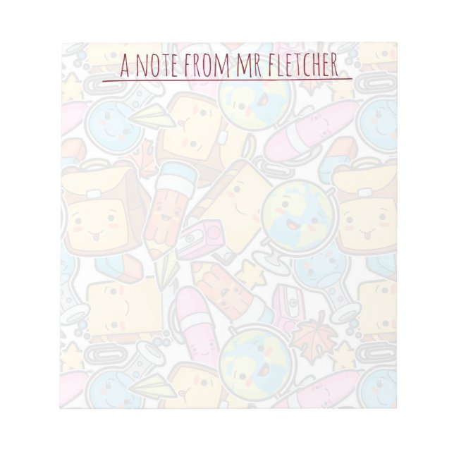 Bloco De Notas Padrão Personalizado de Abastecimento Escolar (Frente)