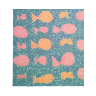 Bloco De Notas Padrão Pintado de Peixes Tropicais