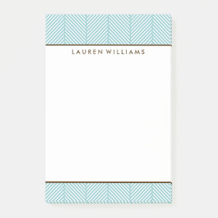 Bloco De Notas Padrão Preppy Mint Green Herringbone