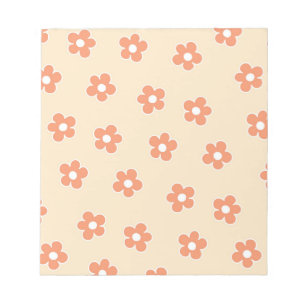 Bloco De Notas Padrão Preppy Peach White Hippie Flower