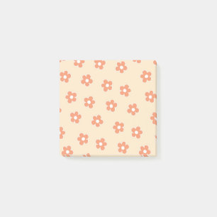 Bloco De Notas Padrão Preppy Peach White Hippie Flower