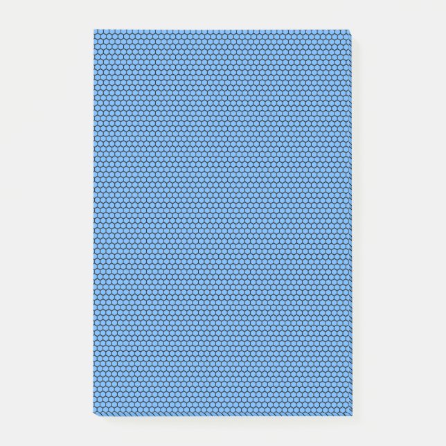 Bloco De Notas Padrão Preto Azul Hexágono (Frente)
