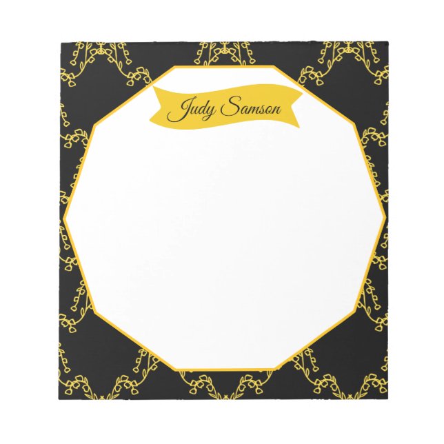 Bloco De Notas Padrão Preto e Dourado Moderno e Elegante Simples  (Frente)