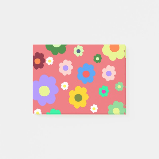 Bloco De Notas Padrão Retro de Flores de Primavera Y2K (Frente)