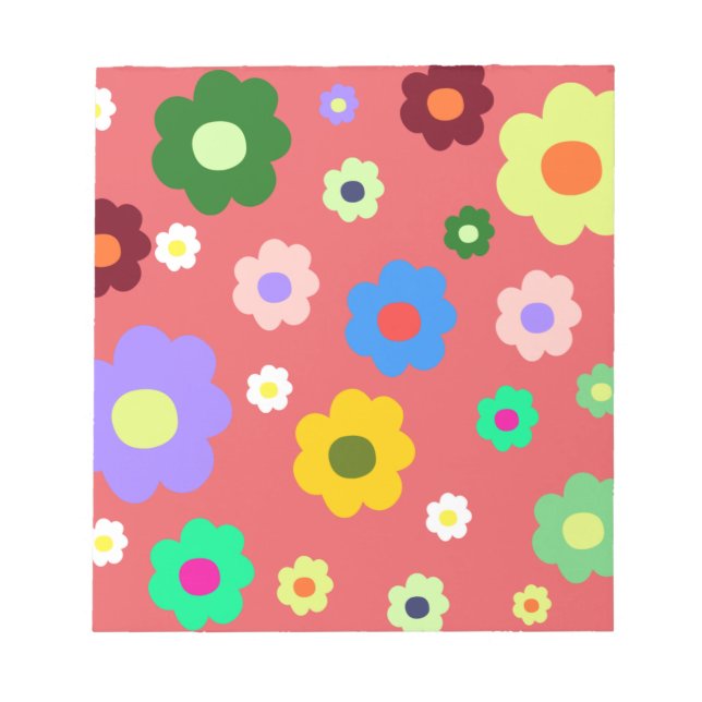 Bloco De Notas Padrão Retroativo Y2K das Flores de Mola (Frente)