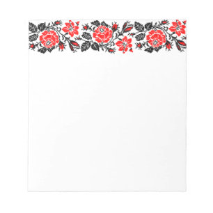 Bloco De Notas Padrão Russo Rosa vermelho&preto