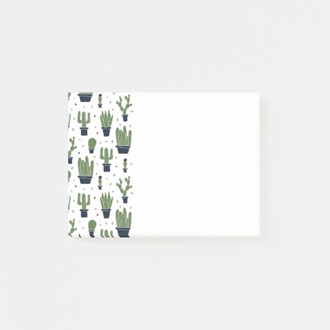 Bloco De Notas Padrão Rustic Dark Green Cactus Desert (Frente)