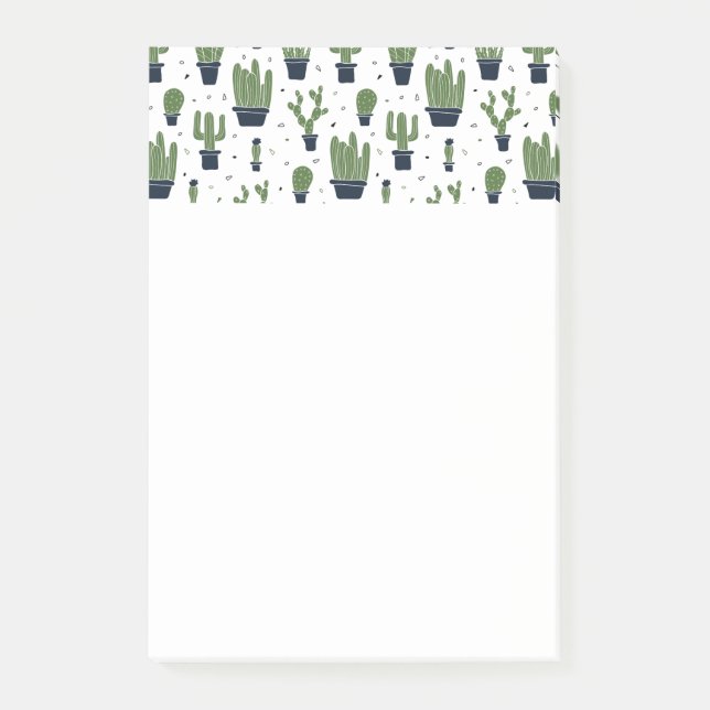 Bloco De Notas Padrão Rustic Dark Green Cactus Desert (Frente)