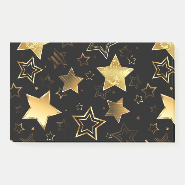 Bloco De Notas Padrão sem costura com estrelas de Ouro (Frente)